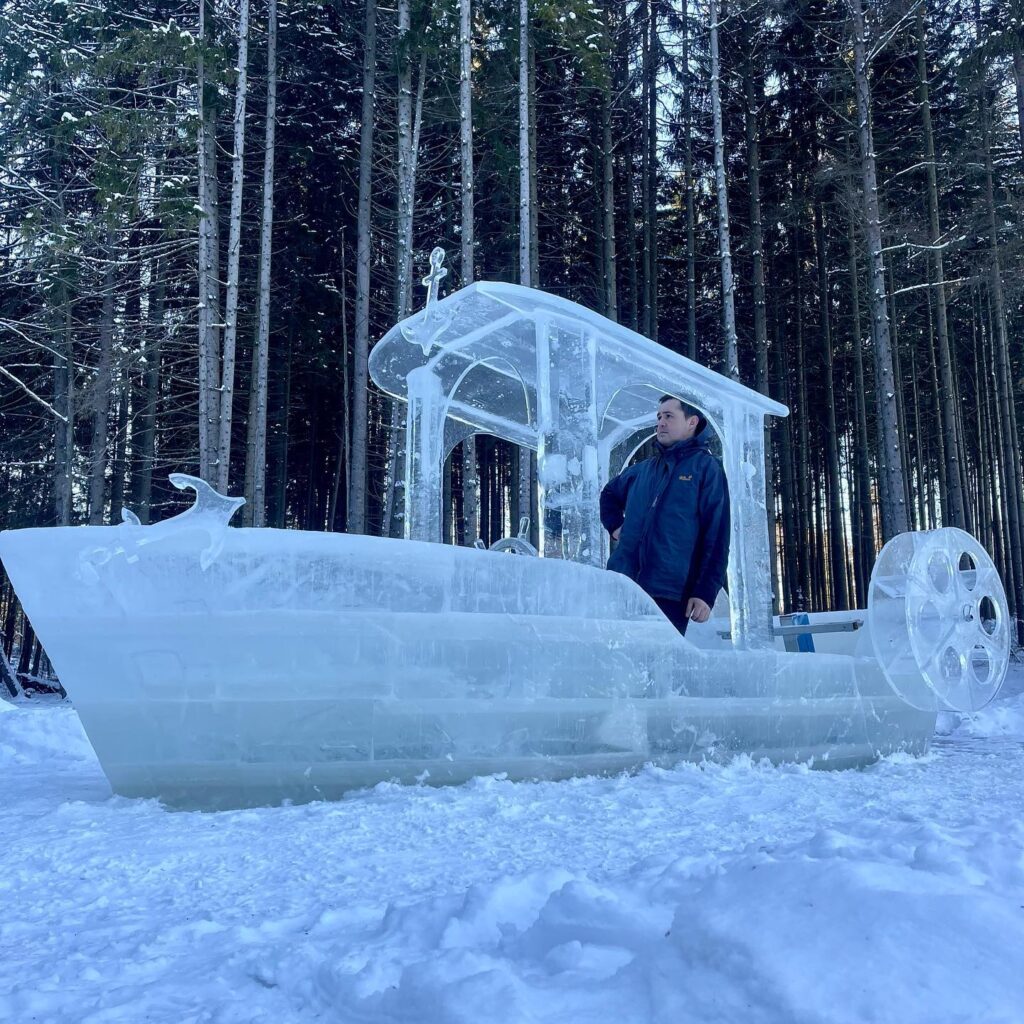 the man who goes viral and left social media users stumped after he revealed his incredible homemade fully-functional boat made from ICE.