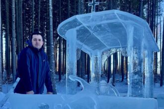 the man who goes viral and left social media users stumped after he revealed his incredible homemade fully-functional boat made from ICE.