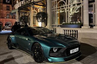 Gordon Ramsay arrives at dinner in rare £1M Aston Martin Valour, 1 of 110 made. Features V12 engine & manual gearbox.