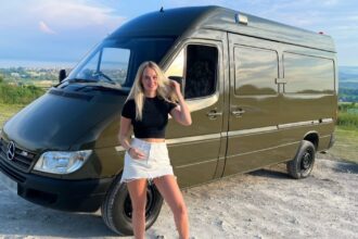 Tia Forster, a DIY enthusiast, shuns pricey housing market, opting to convert a van into her own cozy home on wheels. With a £10,000 budget, she transforms her grey Mercedes Sprinter into a personalized abode, facing stereotypes but garnering support and inspiration online.