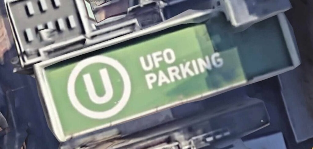 A UFO parking space appears on a city center roof in Fukuoka, Japan, spotted on Google Maps. Bizarre finds also include an elf in Antarctica and a scarecrow mistaken for a naked creature.