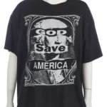 Kate Moss's £600 T-shirt, worn on an i-D magazine cover in 2004, features a print of George Washington with 'God Save America' slogan, set for auction.