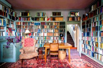 Grade-II Listed home in Bristol on sale for £990,000, featuring floor-to-ceiling bookshelves in every room except the toilet.
