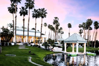 The iconic estate of TV host Merv Griffin hits the market for $36 million, boasting seven residences, equestrian facilities, and stunning Moroccan-inspired design in La Quinta, California.