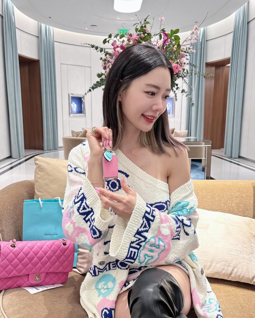 A glimpse into influencer Clara Lee Sung-min's opulent life: designer clothes, £700k personalized car, and lavish mansion with entrepreneur husband.