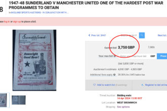 Rare sports memorabilia auction includes vintage football programmes, with bids up to £4,500. Items span football, cricket, and boxing, set for April auction by Midlands Sports Auctions.