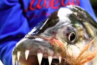 Discover the terrifying goliath tigerfish, a freshwater predator with fangs capable of chewing through crocodile bones in seconds.