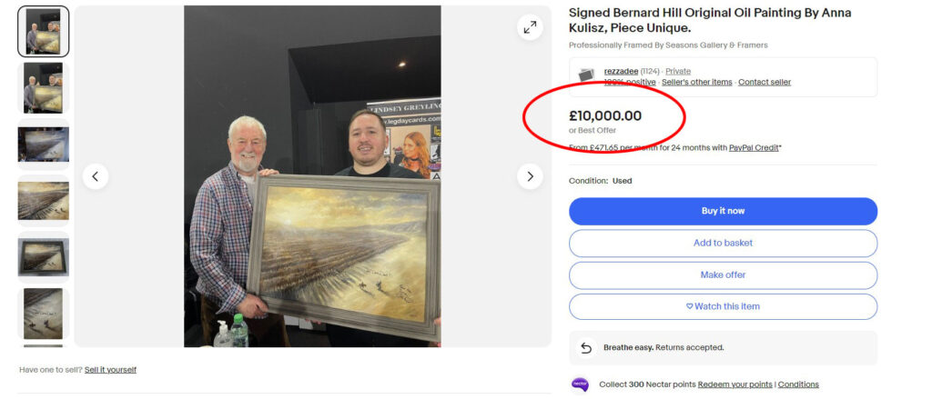 A Lord of the Rings fan is selling a painting signed by Bernard Hill for £10,000 after the actor's death, featuring "The Riders of Rohan".