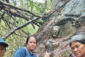 ancient carving of Buddha's mother found in a Thai forest, sparking speculation about its significance and age.