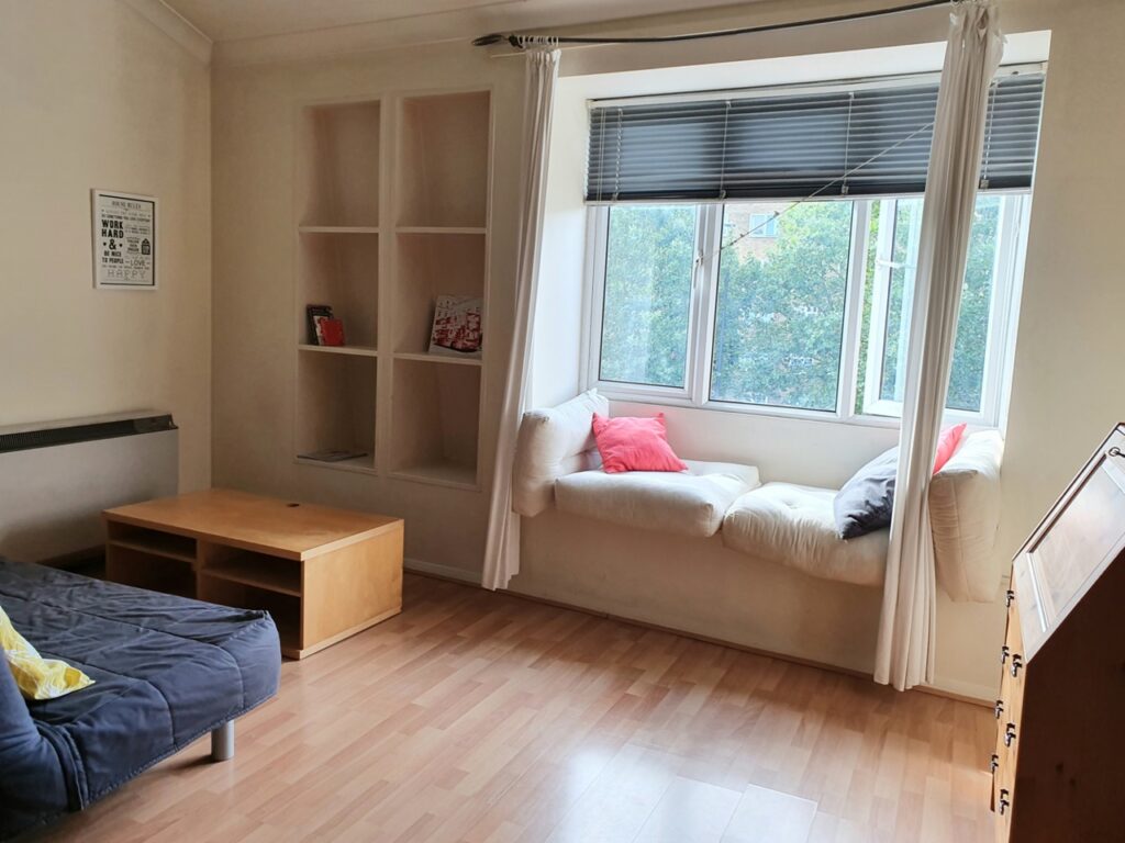 Studio flat in Stepney Green, east London, offers modern amenities but requires tenants to buy new furniture, raising the monthly cost.