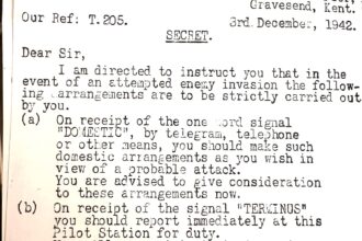 Top-secret WW2 papers found in an attic reveal instructions to boat skippers in case of German invasion. History buff uncovers classified documents detailing wartime preparations and warnings.