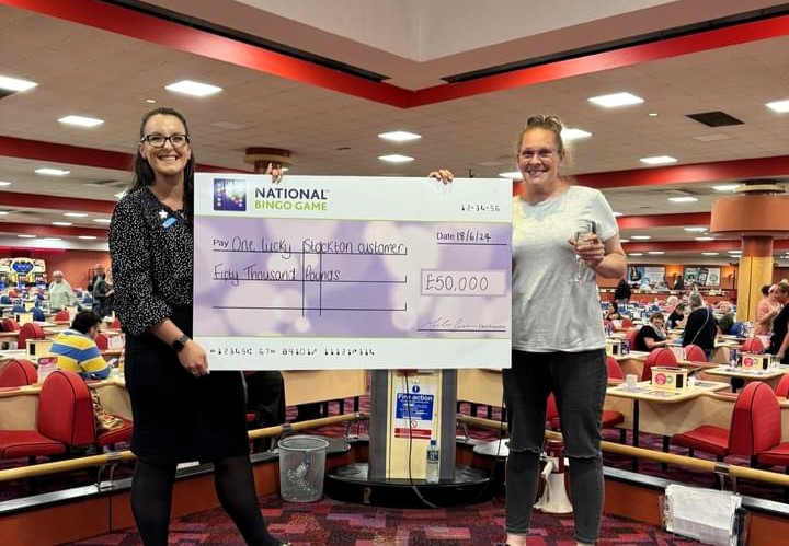 Mum-of-four wins £50,000 at bingo, sharing the prize with relatives and planning her first dream holiday abroad. Joanne Bell from Stockton celebrates her life-changing win.