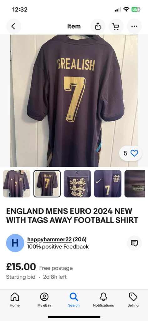 Frustrated fans sell their new England shirts with 'Grealish' on Vinted and eBay after he was dropped from the Euro 2024 squad, causing jerseys to plummet in value.