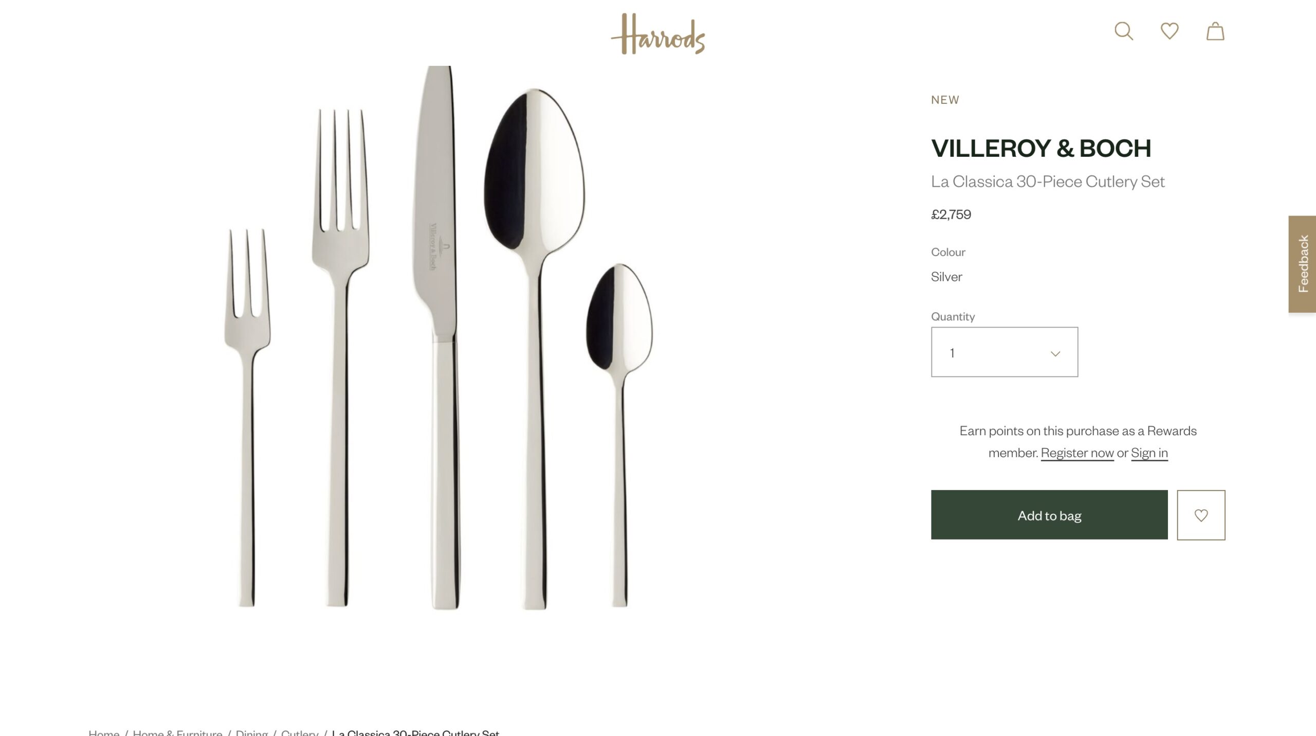 Harrods is selling a £2,759 cutlery set that resembles a £37 set from Sainsbury's. The 30-piece Villeroy & Boch set is made from silver-plated stainless steel, offering a luxurious touch for posh kitchens.