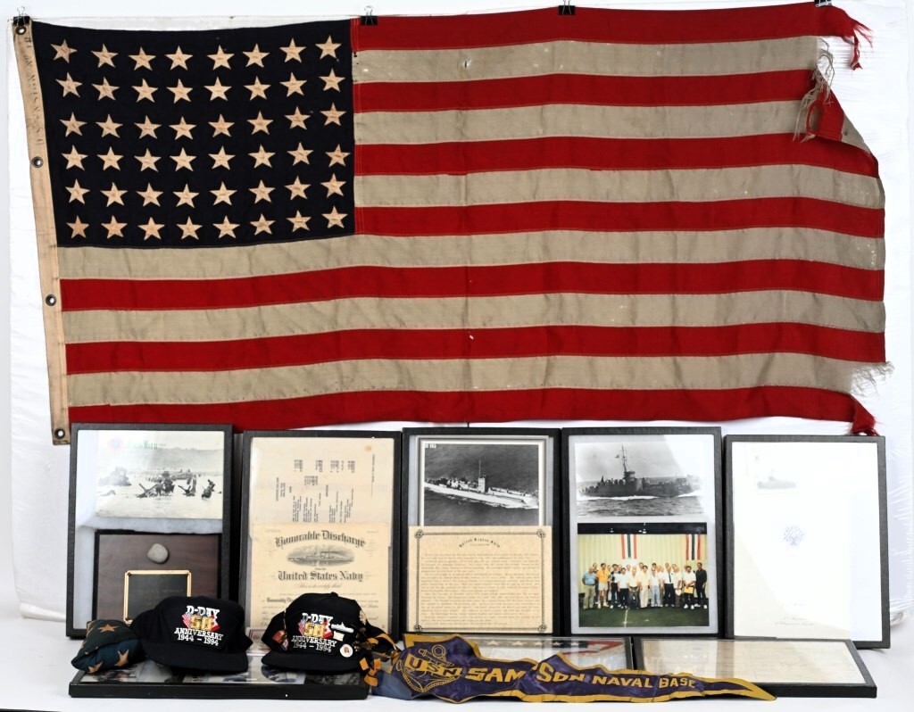 Milestone's Premier Military Auction on June 29, featuring a historic D-Day American flag, WWII artifacts, and more. Bid remotely or in-person in Willoughby, Ohio.