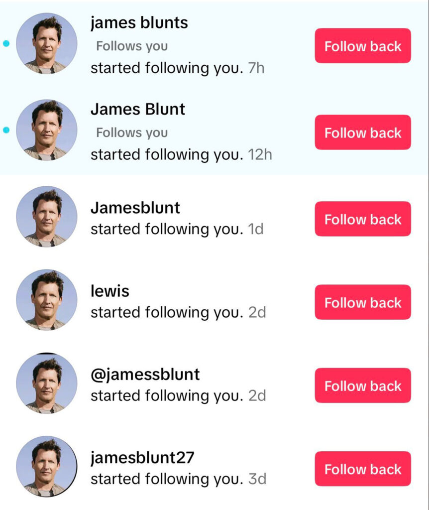 James Blunt hilariously mocked on X for complaining about fake accounts using a TikTok screenshot. Fans poke fun with witty comments, highlighting the mix-up.