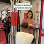 A man's public transport proposal in the Netherlands was met with indifference from fellow commuters and social media users. Despite the cold reactions, his partner said yes.