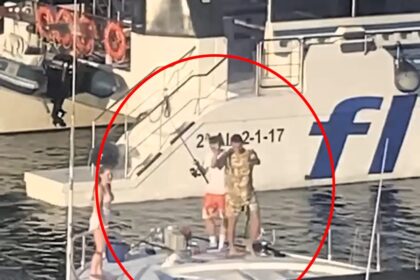 Phil Foden lands a huge fish on a yacht in Marbella, Spain, while relaxing with his family. The England star is enjoying a break before Euro 2024 in Germany.