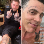 Jackass star Steve-O gets a face tattoo by Post Malone at Bonnaroo Music Festival to mark his 50th birthday. The shocking design has fans buzzing on Instagram!