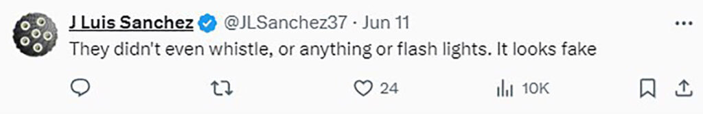 Social media comment on the post of Strange flipper-armed creature "attacks" man on road in viral video from Guanajuato, Mexico. Filmed by terrified witnesses, experts suggest it may be staged by a film company.