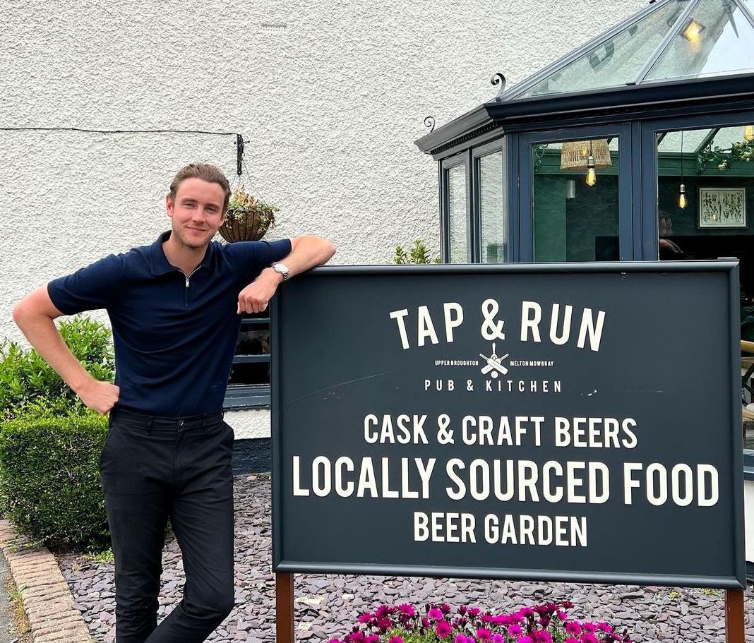 England cricket legend Stuart Broad is hiring waitstaff at his pub, The Tap and Run, for £7.50 per hour. Applicants should be cheerful and hardworking, with no experience needed.