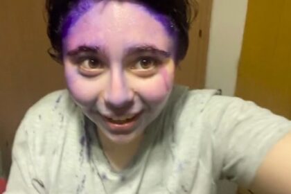 A woman ends up resembling Sadness from Inside Out 2 after her at-home blue hair dye mishap goes viral on TikTok, amassing 32.1 million views and 3.1 million likes.