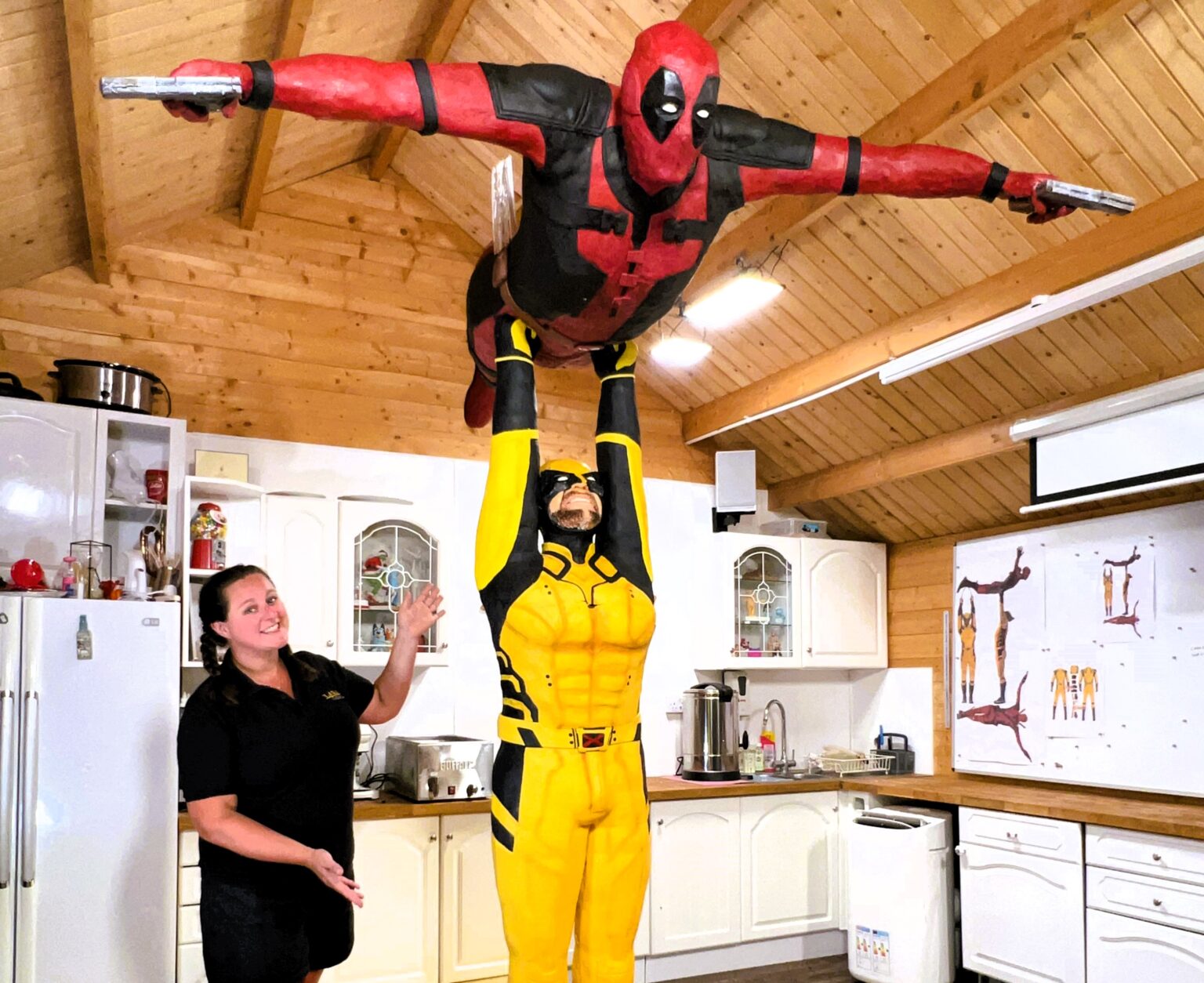 Baker Lara Cakes wows fans with a 10ft tall, 300kg Deadpool and Wolverine cake ahead of the Marvel crossover's July 2024 release. Her intricate creation took 120 hours to craft.