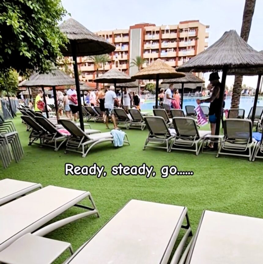 A mum's TikTok of a chaotic sunbed scramble at a Spanish resort goes viral, amassing 414,000 views. Discover the amusing holiday drama that captivated social media!