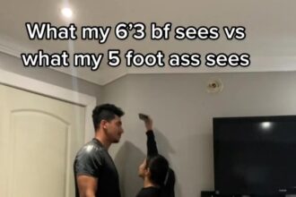 A couple's TikTok goes viral, showcasing their over a foot height difference and the unique challenges and perks in their relationship, garnering millions of views.