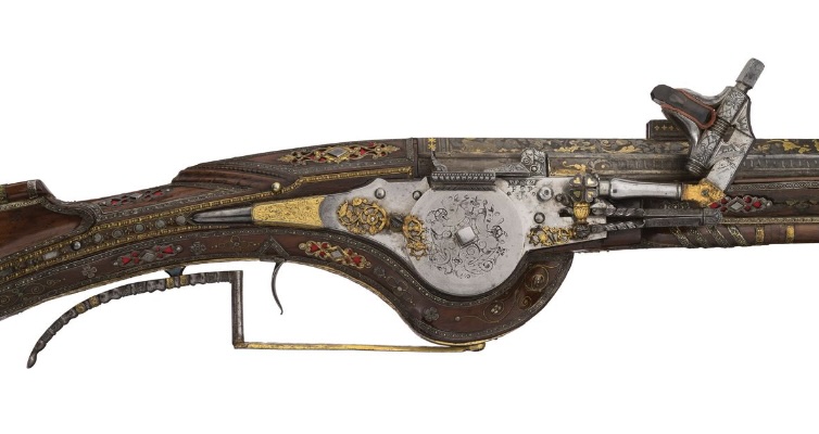 A 400-year-old gold and silver rifle, once owned by King Louis XIII and made by renowned gunmaker Francois Poumerol, is up for auction at £330,000 ($425,000).