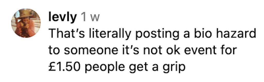 Social media comment on the post of A customer was horrified to receive second-hand trainers bought on Vinted for £1.50 covered in "poo." The seller dismissed complaints, sparking viral outrage on social media.