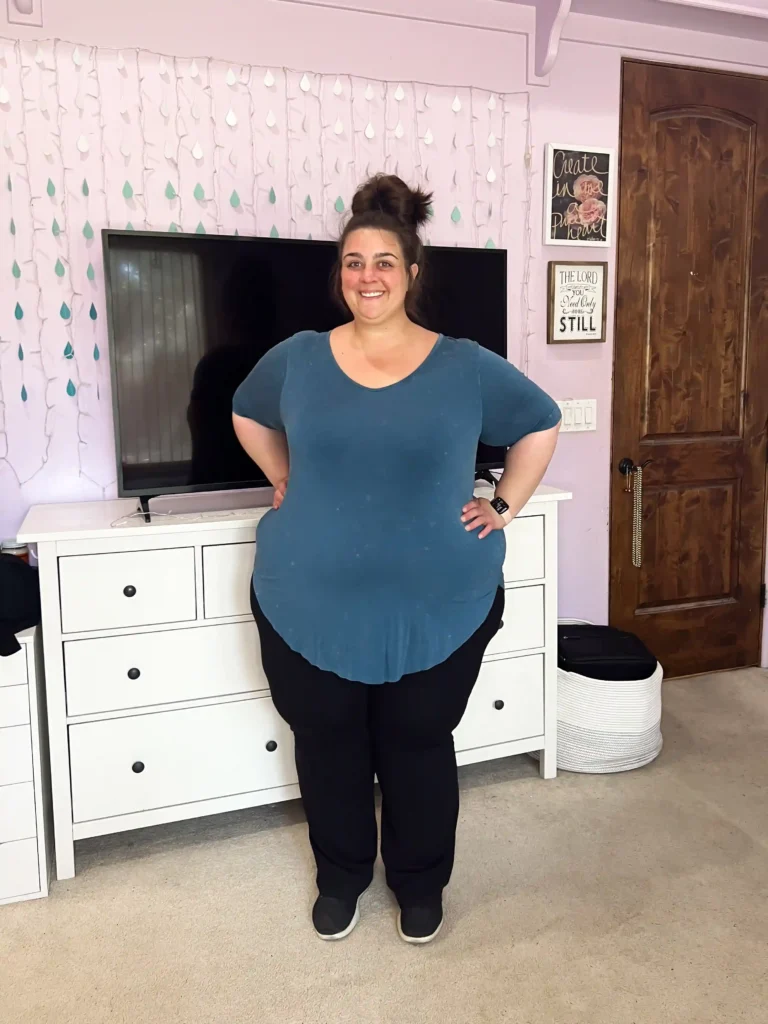 A difficult Disneyland trip inspired a woman to lose over half her body weight, transforming her life with mindful eating and exercise. She now feels healthy and capable.