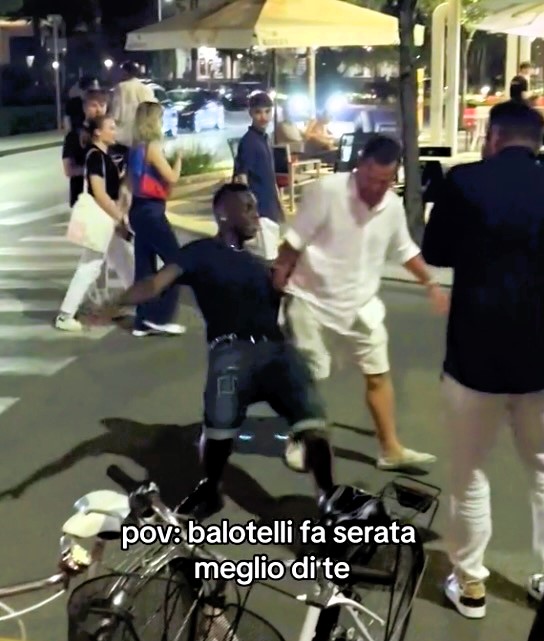 Mario Balotelli falls in the street after Italy's Euro 2024 exit. Ex-Man City striker, 33, was seen struggling but walked off smiling, prompting mixed reactions from fans.
