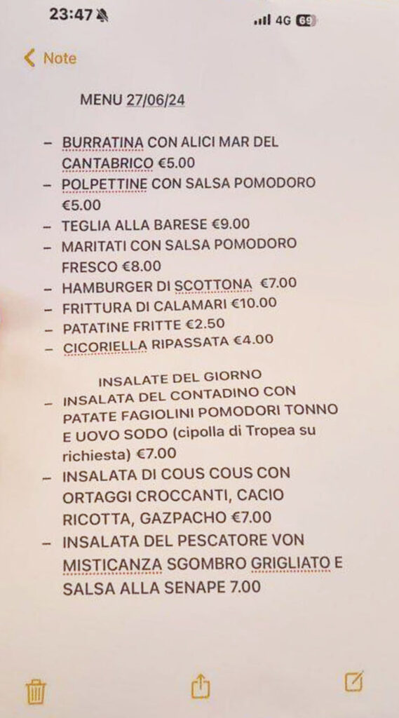 An Italian restaurant in Taranto, Italy, goes viral for using an Apple Notes screenshot as its menu. The quirky, efficient approach has amused and impressed social media users.