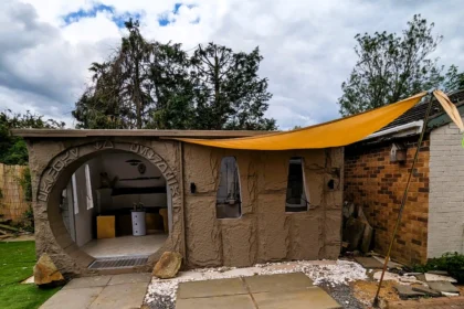 Sci-fi superfan Chester Walsh spent £10,000 and two months building a Star Wars-themed bar in his garden, featuring a droid bartender and inspired by Mos Eisley Cantina.