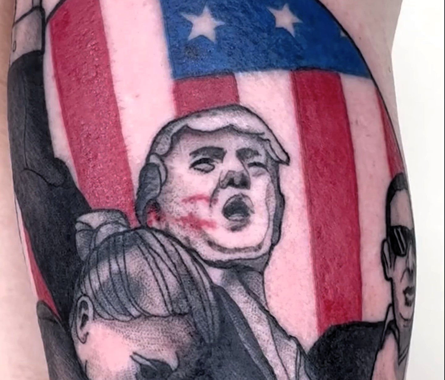 A Trump fan gets a viral tattoo of the ex-president's iconic punch after an assassination attempt. Tattoo artist Tim Lease shares the story behind the $700, three-hour creation.