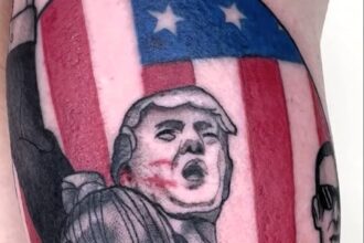 A Trump fan gets a viral tattoo of the ex-president's iconic punch after an assassination attempt. Tattoo artist Tim Lease shares the story behind the $700, three-hour creation.