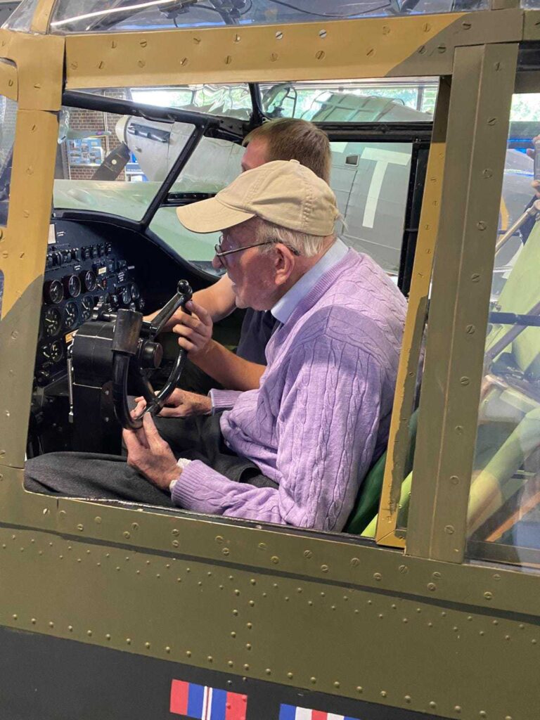 WW2 RAF veteran Roy Oldcorn, 100, took to the skies again in a Lancaster Bomber simulator. He piloted from Manston, Kent, to London City Airport, celebrating his milestone birthday.