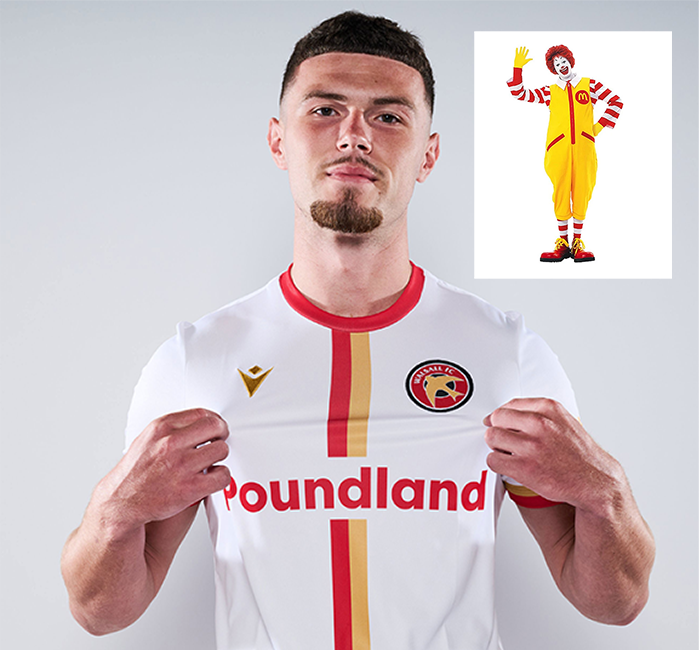 Walsall's new football kit for the 2024/2025 season, featuring red and yellow stripes, has been mocked by fans for resembling Ronald McDonald's costume. Shirts start at £49.95.