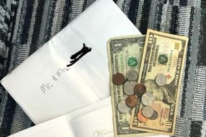 A random couple crashed a wedding, leaving a handwritten card and $11.54 as a gift. The unique incident, shared on social media, garnered over 33,000 likes and many amused comments.