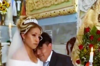 A bride looked unimpressed as her visibly sozzled groom arrived at their wedding. Footage shows him dozing off, ruffled, and fidgety. Guests commented on the groom's state.