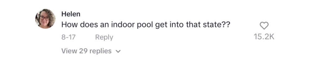 Social media comment on the post of British TikToker ‘The Pool Guy’ stuns viewers with a viral transformation of a grim, algae-filled pool, racking up over 8 million views for the satisfying clean-up.