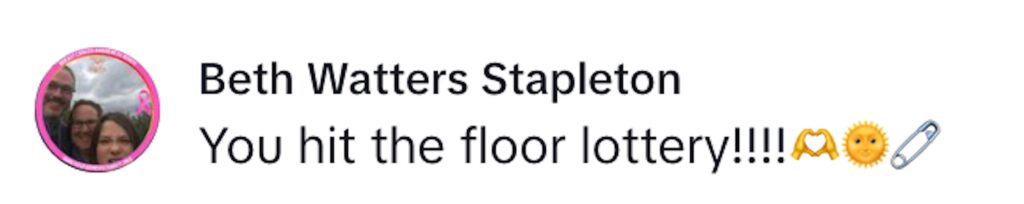 Social media comment on the post of A couple renovating their London home discovered pristine diamond parquet flooring worth up to £25,000 under old carpet, sharing their incredible find in a viral TikTok video.