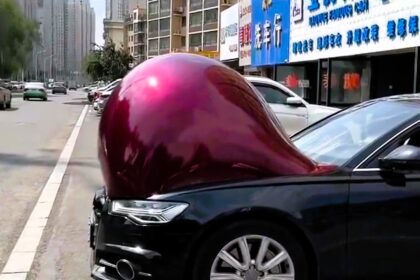 Bizarre viral footage shows cars developing ‘baby bumps’ in China during an extreme heatwave, sparking social media frenzy with jokes and theories on the unusual phenomenon.