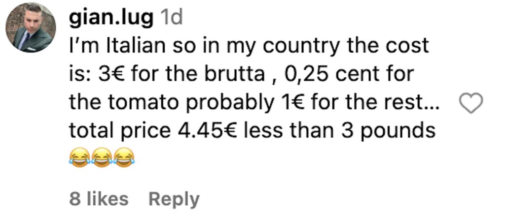 Social media comment on the post of Gordon Ramsay's £14 burrata dish at Heathrow's Plane Food faces backlash for its high price, with social media users comparing it to a budget meal. Reviews are mixed.