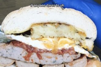 Yorkshire eatery creates the UK's biggest breakfast sarnie, a 6-pound, 5,000-calorie feast. Finish it in 30 minutes for a free meal, or pay £22.50 for the ultimate challenge!