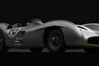 Iconic 1954 Mercedes-Benz W196 driven by racing legends Stirling Moss and Juan Manuel Fangio set to sell for £53.9M, supporting Indianapolis Motor Speedway Museum.