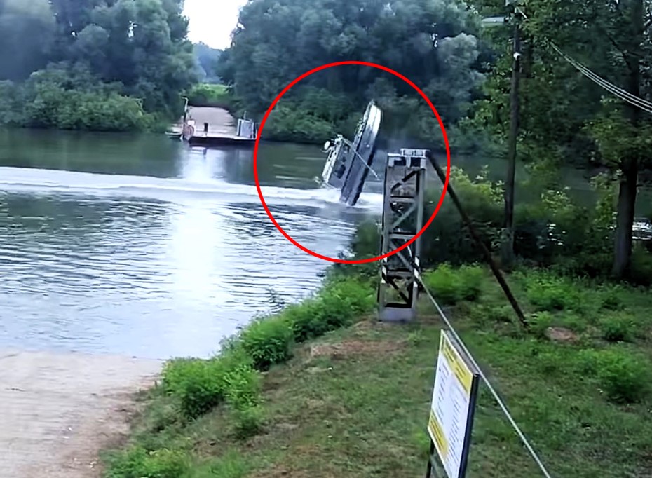 A police boat in Hungary did a backflip after hitting a steel cable, captured in shocking footage. The captain fell overboard uninjured, but the boat was severely damaged.