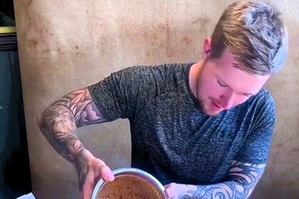 Top eater Kyle Gibson devours 7.5 lbs of chili in under an hour, winning £100. Known as Kyle v Food, he conquers mega food challenges across Britain. Video goes viral.