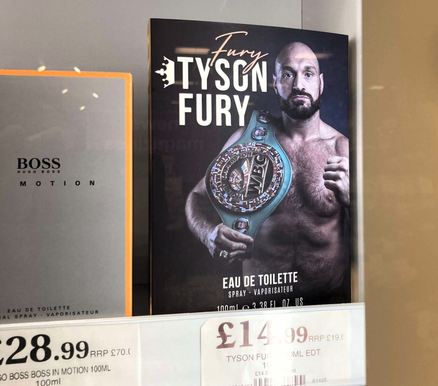 Tyson Fury's £14.99 aftershave is locked in a glass cabinet at Home Bargains to deter shoplifters, leaving shoppers baffled by the extra security for the budget fragrance.